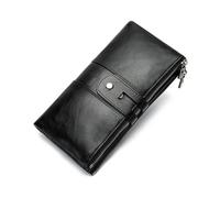 RWCCCRW Portafogli lunghi con fermasoldi in pelle di vacchetta da donna Portafogli in vera pelle Porta biglietti da visita Borse Borse da sera (Size : Black)