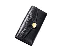 RWCCCRW Portafogli lunghi da lavoro Portafogli da donna in pelle di vacchetta Porta carte Portafogli bloccanti Fermasoldi in pelle Borse Borse da sera (Size : Black)