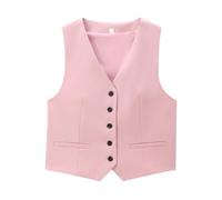 RWGSNB Blazer Senza Maniche Donna Cinturino Posteriore Regolabile Gilet Donna Completamente Foderato Elegante Gilet Lavoro Elegante Estivo Casual Ufficio Lavoro Canotta Formale Rosa Taglia L
