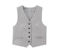 RWGSNB Blazer Senza Maniche Donna Cinturino Posteriore Regolabile Gilet Donna Completamente Foderato Elegante Gilet Lavoro Elegante Estivo Casual Ufficio Lavoro Canotta Formale Grigio Chiaro Taglia