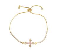 RWGSNB Bracciale a Croce per Donna Bracciale Lusso Placcati Oro Cursore Regolabile Catena Oro Braccialetti Cristallo Zirconi Lucidi Gioielli Preghiera Protezione Della Fede Regalo Compleanno Natale