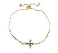 RWGSNB Bracciale a Croce per Donna Bracciale Lusso Placcati Oro Cursore Regolabile Catena Oro Braccialetti Cristallo Zirconi Lucidi Gioielli Preghiera Protezione Della Fede Regalo Compleanno per Nat