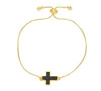 RWGSNB Bracciale a Croce per Donna e Uomo Bracciale Lusso Placcati Oro Regolabili con Cursore Multicolore Pietra Cristallo Gioielli per La Protezione Della Fede e La Preghiera Regalo Compleanno per