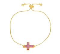 RWGSNB Bracciale a Croce per Donna e Uomo Bracciale Lusso Placcati Oro Regolabili con Cursore Multicolore Pietra Cristallo Gioielli per La Protezione Della Fede e La Preghiera Regalo Compleanno per
