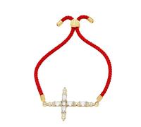 RWGSNB Bracciale a Croce per Donna Protezione Della Fede Braccialetti Portafortuna Corda Rossa Cursore Regolabile Corda Intrecciata Fatta a Mano Braccialetti Zirconia Lucida Gioielli da Preghiera Re