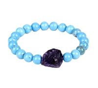 RWGSNB Bracciale Cristallo Bracciale Turchese Naturale 8 Mm Uomo e Donna Braccialetti Elastici Perline Irregolari Ametista Gioielli Cristallo Curativo Yoga Regalo Spirituale