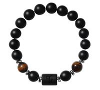 RWGSNB Bracciale di Pietre Preziose, Bracciale Perline e Pietra Preziose da 8 Mm 12 Segni Zodiacali Costellazioni Bracciali Pietra Onice Nero Opaco Naturale Braccialetti Cristalli Neri Regalo Comple