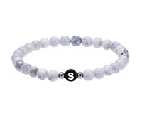 RWGSNB Bracciale di Pietre Preziose, Bracciale Pietra Turchese Bianca Naturale 6 Mm Lettere Az Delicati Braccialetti Perline Iniziali Gioielli Elastici Cristalli Spirituali Regali per Donne e Uomini