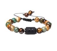 RWGSNB Bracciale di Pietre Preziose, Braccialetti 12 Segni Zodiacali Delle Costellazioni Uomo e da Donna Bracciale in Pietra Occhio Tigre Bracciali Intrecciato Regolabile Braccialetti Pietra Prezios