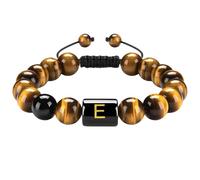 RWGSNB Bracciale di Pietre Preziose, Braccialetti Pietra Naturale Occhio Tigre 10 Mm Iniziale Della Lettera Az Bracciale Perline e Pietra Preziose Gioielli Fatti a Mano Intrecciati Cristalli Vivaci