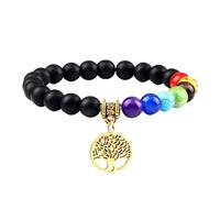 RWGSNB Bracciale di Pietre Preziose, Braccialetto Dei 7 Chakra per Donne Uomini Albero Della Vita Chakra Pietre Vere Braccialetti Anti-Ansia Preziose Naturali Braccialetti Reiki Yoga Gioielli