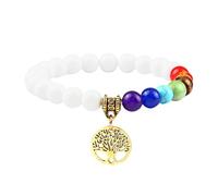 RWGSNB Bracciale di Pietre Preziose, Braccialetto Dei 7 Chakra per Donne Uomini Albero Della Vita Chakra Pietre Vere Braccialetti Anti-Ansia Preziose Naturali Braccialetti Reiki Yoga Gioielli