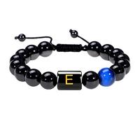 RWGSNB Bracciale Donna con Cristalli, Bracciale Perline Iniziali Uomo e Donna Braccialetto Pietra Naturale Onice Nero e Occhio Tigre Lettere Az Braccialetti Intrecciati Fatti a Mano Pietra Preziose
