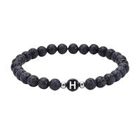 RWGSNB Bracciale Donna con Cristalli, Bracciale Perline Lava Nera Naturale 6 Mm Lettere Az Delicati Braccialetti Iniziali Pietra Preziose Braccialetti Elastici Cristallo Gioielli Spirituali Regali p