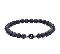 RWGSNB Bracciale Donna con Cristalli, Bracciale Perline Lava Nera Naturale 6 Mm Lettere Az Delicati Braccialetti Iniziali Pietra Preziose Braccialetti Elastici Cristallo Gioielli Spirituali Regali p