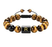 RWGSNB Bracciale Donna con Cristalli, Braccialetti Pietra Naturale Occhio Tigre 10 Mm Iniziale Della Lettera Az Bracciale Perline e Pietra Preziose Gioielli Fatti a Mano Intrecciati Cristalli Vivaci