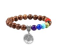 RWGSNB Bracciale Donna con Cristalli, Braccialetto Dei 7 Chakra per Donne Uomini Albero Della Vita Chakra Pietre Vere Braccialetti Anti-Ansia Preziose Naturali Braccialetti Reiki Yoga Gioiell