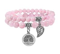 RWGSNB Bracciale Donna con Cristalli, Set 2 Braccialetto Chakra Multistrato Pietre Vere Gioielli Boho Braccialetti Ciondolo Albero Della Vita Braccialetti Dell'Amicizia Perline Pietre Preziose Energ