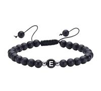 RWGSNB Bracciale Donna con Pietre, Bracciale Iniziale per Coppie Bracciale Perline Agata Nera Opaca 6 Mm Lettera Az Regolabile Intrecciato Pietra Preziose Braccialetti Gioielli Cristallo Delicati Re