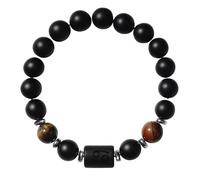 RWGSNB Bracciale Donna con Pietre, Bracciale Perline e Pietra Preziose da 8 Mm 12 Segni Zodiacali Costellazioni Bracciali Pietra Onice Nero Opaco Naturale Braccialetti Cristalli Neri Regalo Complean
