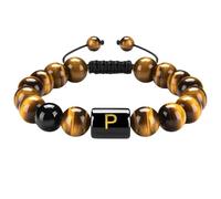 RWGSNB Bracciale Donna con Pietre, Braccialetti Pietra Naturale Occhio Tigre 10 Mm Iniziale Della Lettera Az Bracciale Pietra Preziose Perline Braccialetti Intrecciati a Mano Cristalli Vivaci Gioiel