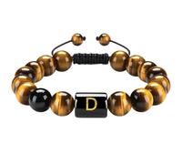 RWGSNB Bracciale Donna con Pietre, Braccialetti Pietra Naturale Occhio Tigre 10 Mm Iniziale Della Lettera Az Bracciale Pietra Preziose Perline Braccialetti Intrecciati Fatti a Mano Cristalli Vivaci