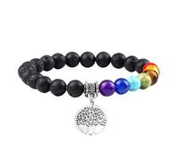 RWGSNB Bracciale Donna con Pietre, Braccialetto Dei 7 Chakra per Donne Uomini Albero Della Vita Chakra Pietre Vere Braccialetti Anti-Ansia Preziose Naturali Braccialetti Reiki Yoga Gioielli E
