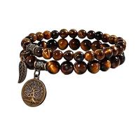 RWGSNB Bracciale Donna con Pietre, Set 2 Braccialetto Chakra Multistrato Pietre Vere Gioielli Boho Braccialetti Ciondolo Albero Della Vita Pietre Preziose Energetiche Braccialetti Dell'Amicizia Perl