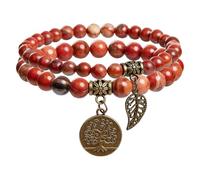 RWGSNB Bracciale Donna con Pietre, Set 2 Braccialetto Chakra Multistrato Pietre Vere Gioielli Boho Braccialetti Ciondolo Albero Della Vita Braccialetti Dell'Amicizia Perline Pietre Preziose Energeti