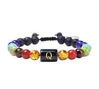 RWGSNB Bracciale Perline Donna, Bracciale Cristalli Naturali dei 7 Chakra Lettera Az Braccialetto Perline Braccialetti Pietra Lavica Intrecciata a Mano Gioielli Reiki Yoga Regalo per Donne e Uomini