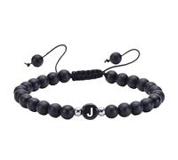 RWGSNB Bracciale Perline Donna, Bracciale Iniziale per Coppie Braccialetti Perline Agata Nera Opaca 6 Mm Lettera Az Regolabile Intrecciato Pietra Preziose Braccialetti Gioielli Cristallo Delicati Re