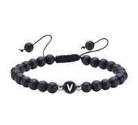 RWGSNB Bracciale Perline Donna, Bracciale Iniziale per Coppie Braccialetti Perline Agata Nera Opaca 6 Mm Lettera Az Regolabile Intrecciato Pietra Preziose Braccialetti Gioielli Cristallo Delicati Re