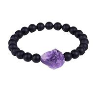 RWGSNB Bracciale Perline Donna Bracciale Onice Nero Satinato Naturale 8 Mm Braccialetti Elastici Perline Ametista Irregolari Gioielli Cristallo Curativo Yoga Regalo Spirituale Uomo