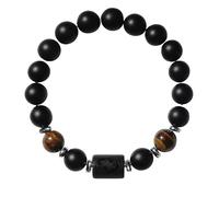RWGSNB Bracciale Perline Donna, Bracciale Perline e Pietra Preziose da 8 Mm 12 Segni Zodiacali Costellazioni Bracciali Pietra Onice Nero Opaco Naturale Braccialetti Cristalli Neri Regalo Compleanno