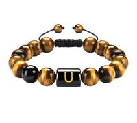 RWGSNB Bracciale Perline Donna, Braccialetti Pietra Naturale Occhio Tigre 10 Mm Iniziale Della Lettera Az Bracciale Perline Pietra Preziose Braccialetti Intrecciati a Mano Cristalli Vivaci Gioielli