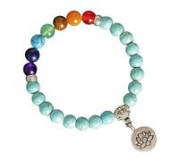 RWGSNB Bracciale Perline Donna, Braccialetto 7 Chakra per Donna Uomo 8 Mm Perline Pietre Autentiche Braccialetti Anti-Ansia Ciondolo a Forma Loto Pietre Preziose Energetiche Braccialetti Yoga Gioiel