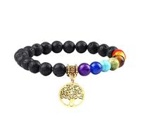 RWGSNB Bracciale Perline Donna, Braccialetto Dei 7 Chakra per Donne Uomini Albero Della Vita Chakra Pietre Vere Braccialetti Anti-Ansia Preziose Naturali Braccialetti Reiki Yoga Gioielli Ener