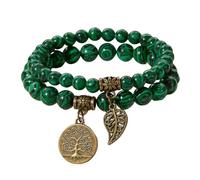 RWGSNB Bracciale Perline Donna, Set 2 Braccialetto Chakra Multistrato Pietre Vere Gioielli Boho Braccialetti Ciondolo Albero Della Vita Pietre Preziose Energetiche Braccialetti Dell'Amicizia Perline