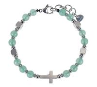 RWGSNB Bracciale Pietra Naturale 6 Mm Donna Uomo Delicato Braccialetto Croce Chiusura Moschettone Regolabile Braccialetti Perline Alla Moda Gioielli Cristallo Curativo Reiki Regali Avventurina Verde