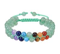RWGSNB Bracciale Pietra Naturale 6 Mm Stile Boho Perline Strati Regolabile Fatto Mano Intrecciato Corda Gioielli Cristallo Curativo Yoga Reiki Regali Spirituali Avventurina Verde