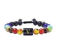 RWGSNB Bracciale Pietre Donna, Bracciale Cristalli Naturali dei 7 Chakra Lettera Az Braccialetto Perline Braccialetti Pietra Lavica Intrecciata a Mano Gioielli Reiki Yoga Regalo per Donne e Uomini L
