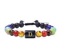 RWGSNB Bracciale Pietre Donna, Bracciale Cristalli Naturali dei 7 Chakra Lettera Az Braccialetto Perline Braccialetti Pietra Lavica Intrecciata a Mano Gioielli Reiki Yoga Regalo per Donne e Uomini L