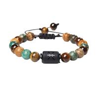 RWGSNB Bracciale Pietre Donna, Braccialetti 12 Costellazioni Segni Zodiacali Uomo e da Donna Bracciale in Pietra Occhio Tigre Braccialetti Intrecciati Regolabili Pietra Preziose Naturali Gioielli Pr