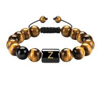RWGSNB Bracciale Pietre Donna, Braccialetti Pietra Naturale Occhio Tigre 10 Mm Iniziale Della Lettera Az Bracciale Pietra Preziose Perline Braccialetti Intrecciati Fatti a Mano Cristalli Vivaci Gioi