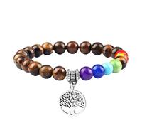 RWGSNB Bracciale Pietre Donna, Braccialetto Dei 7 Chakra per Donne Uomini Albero Della Vita Chakra Pietre Vere Braccialetti Anti-Ansia Preziose Naturali Braccialetti Reiki Yoga Gioielli Energ