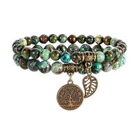 RWGSNB Bracciale Pietre Donna, Confezione da 2 Braccialetto Chakra per Donne Uomini Pietre Vere Chakra Braccialetti Perline Pietre Preziose Ciondolo Dell'Albero Della Vita Braccialetti Reiki Yoga Co
