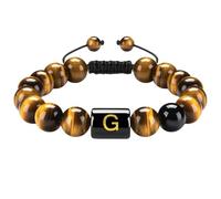 RWGSNB Bracciale Pietre Naturali Donna, Braccialetti Pietra Naturale Occhio Tigre 10 Mm Iniziale Della Lettera Az Bracciale Pietra Preziose Perline Braccialetti Intrecciati a Mano Cristalli Vivaci G