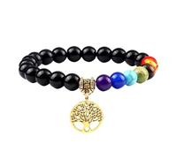 RWGSNB Bracciale Pietre Naturali Donna, Braccialetto Dei 7 Chakra per Donne Uomini Albero Della Vita Chakra Pietre Vere Braccialetti Anti-Ansia Preziose Naturali Braccialetti Reiki Yoga Gioie