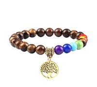 RWGSNB Bracciale Pietre Naturali Donna, Braccialetto Dei 7 Chakra per Donne Uomini Albero Della Vita Chakra Pietre Vere Braccialetti Anti-Ansia Preziose Naturali Braccialetti Reiki Yoga Gioie