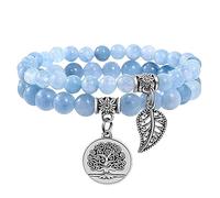 RWGSNB Bracciale Pietre Naturali Donna, Set 2 Braccialetto Chakra Multistrato Pietre Vere Gioielli Boho Braccialetti Ciondolo Albero Della Vita Braccialetti Dell'Amicizia Perline Pietre Preziose Ene